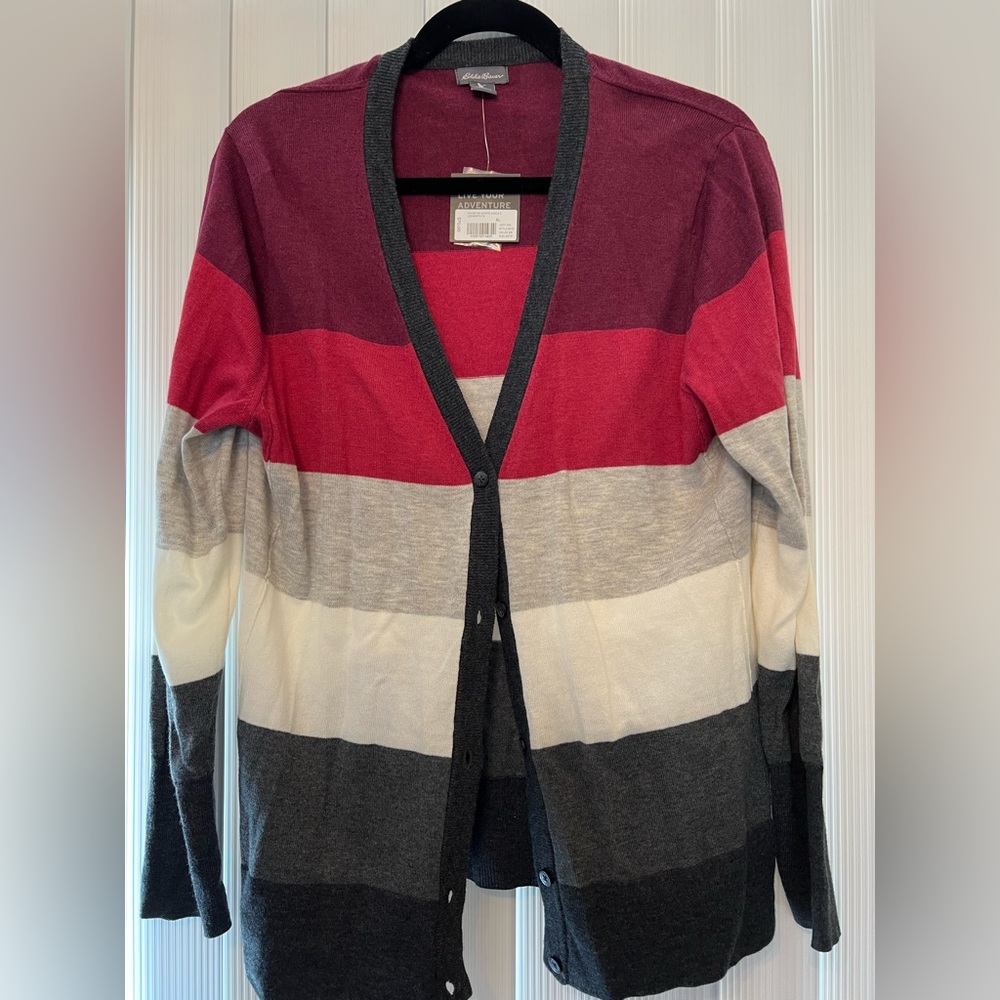 Eddie Bauer button down cardigan. NWT. Size XL
